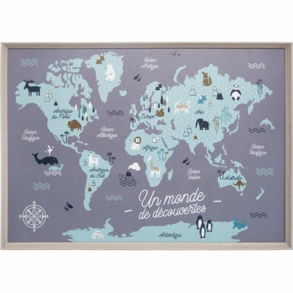Atmosphera Mapa světa pro děti, nástěnná dekorace, 70x50 cm