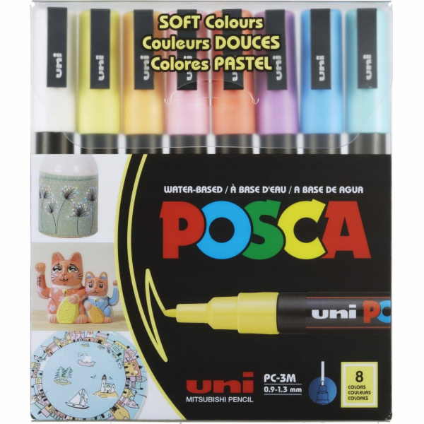 Posca Sada fixů UNI PC-3M, 8 ks, pastelová
