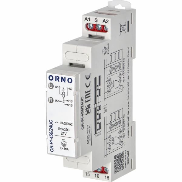 Orno Instalační relé Bistabilní 24 VAC/DC, 16 A