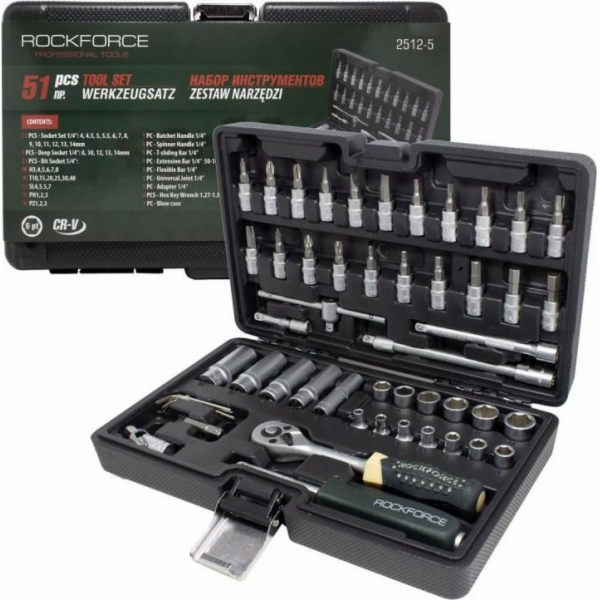 Rockforce Sada klíčů ROCKFORCE 1/4" 51dílná.
