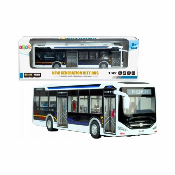 LeanToys Elektrický městský autobus 1:42 Kovová světla Bílá