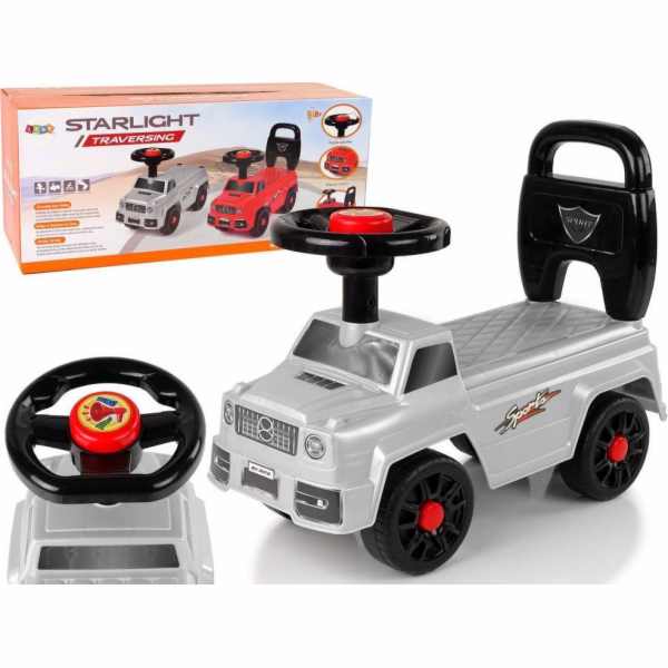 LeanToys Odrážedlo QX-5500- 2 Klakson s opěradlem, stříbrné