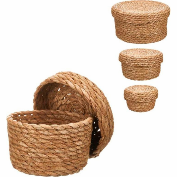 Giftdecor Přírodní tkané úložné koše 3 kusy