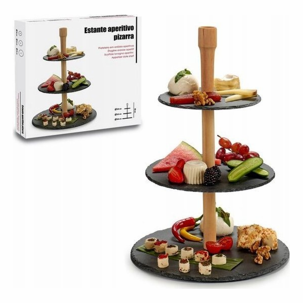 Kinvara třípatrový talíř MONOLIT z kamenné břidlice, 40 cm