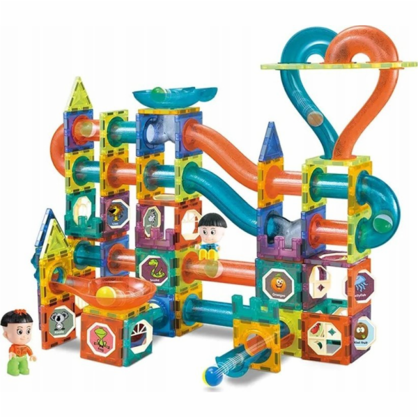 LeanToys Svítící skluzavka na míčky Magnetické bloky 202 ...