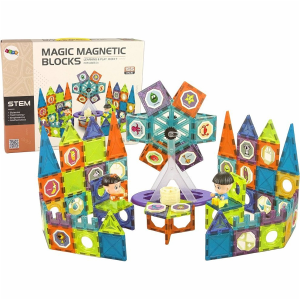 LeanToys Magnetické bloky 3D budovy Ruské kolo 155 dílků ...
