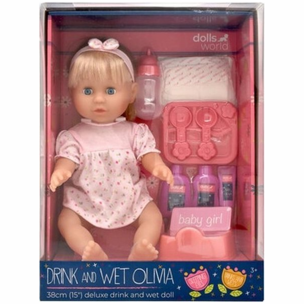 NO NAME Panenka DollsWorld Olivia 38 cm pije/čůrá 78402 8...