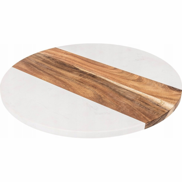 5five Otočný podnos HARMONY, mramor a akácie, O 34,9 cm