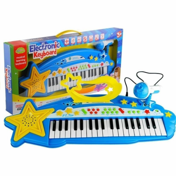 LeanToys Velká klávesnice 37 kláves MP3 + mikrofon modrá ...