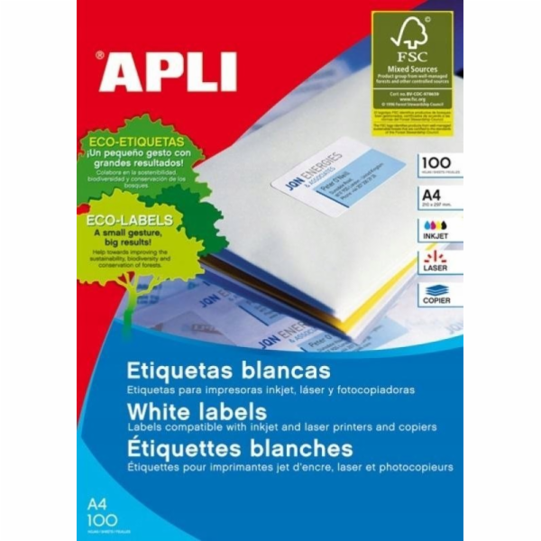 Apli Univerzální etikety APLI, 105x74mm, obdélníkové, bíl...