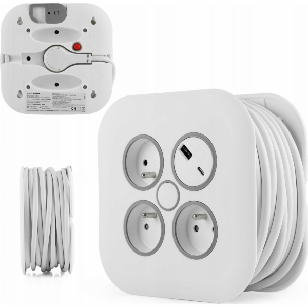 Plastrol Prodlužovací kabel samonavíjecí, 10 m, 3x1 mm2, ...