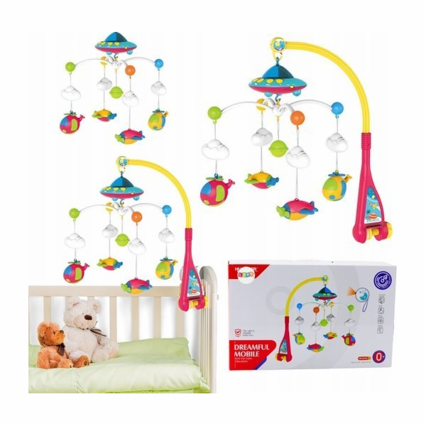 LeanToys Dětská postýlka kolotoč, projektor UFO, letadla,...