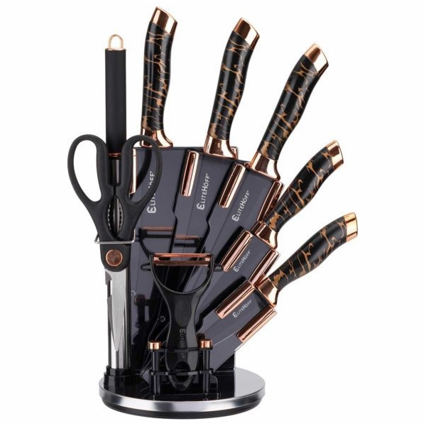 Elitehoff 9dílná sada kuchyňských nožů ve stojanu s brous...