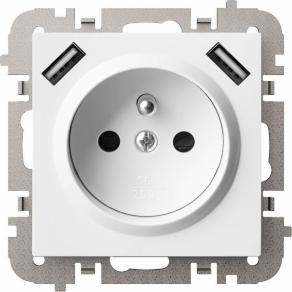 Elektro-Plast SANTRA zásuvka 2P+Z 2xUSB Power bez rámečku...