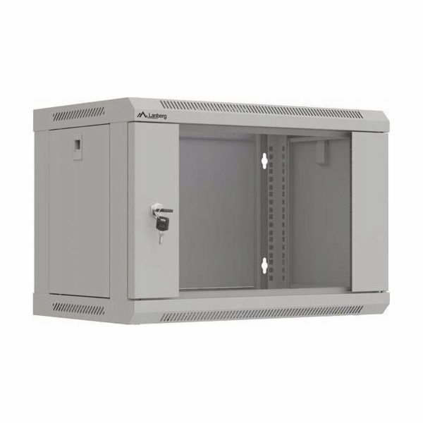 Lanberg 19" 6U 540x350 šedá závěsná racková skříň se skle...