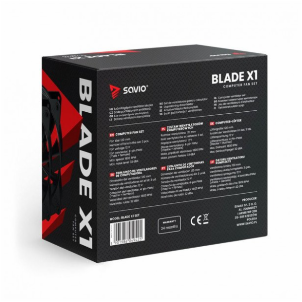 Savio Sada ventilátorů BLADE 3 x 120 mm 4pinový PWM