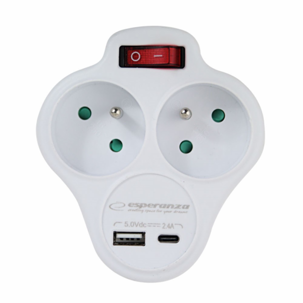 Esperanza ELK311W Elektrický rozdělovač 2 GN. USB-C USB-A...