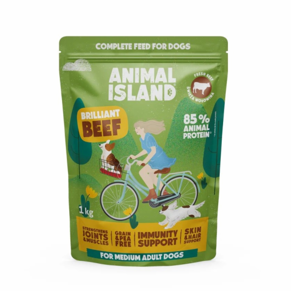 ANIMAL ISLAND Hovězí maso - suché krmivo pro psy - 1kg