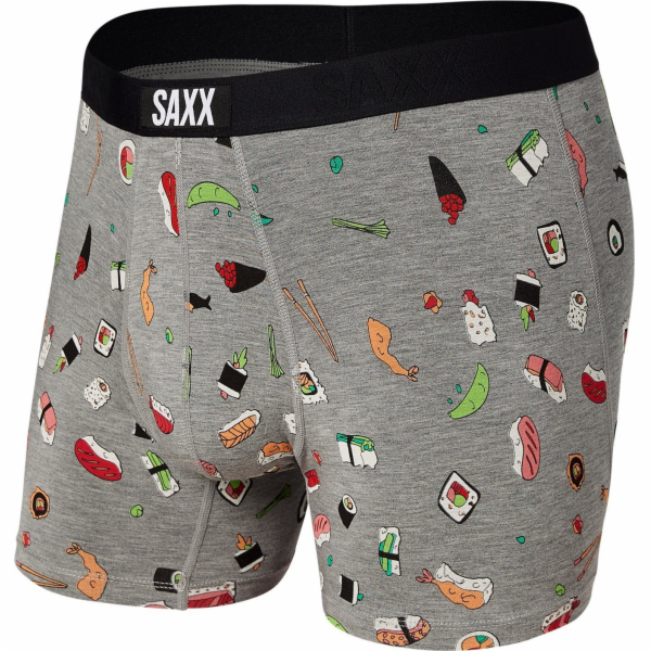 SAXX Pánské boxerky VIBE BOXER BRIEF ŠEDÉ SUSHI DOOBIE DOO M