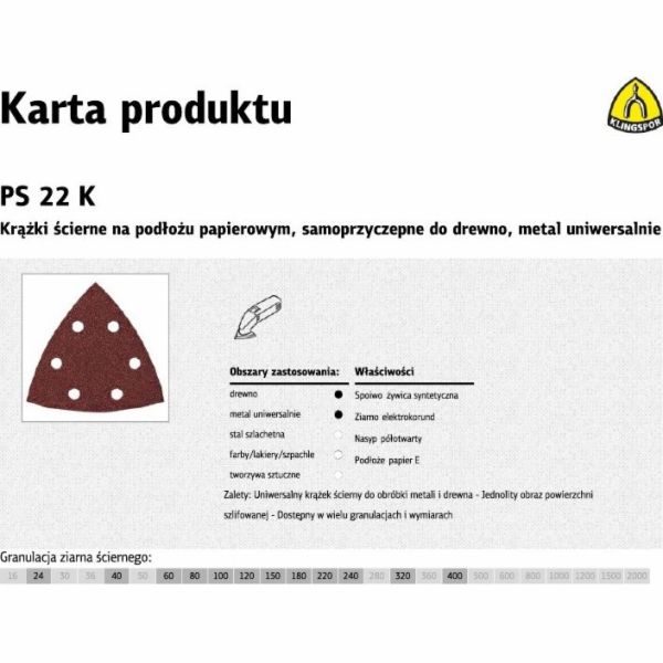 Klingspor K.PAPER TRIANGLE PS22K P150 GLS15 K146336