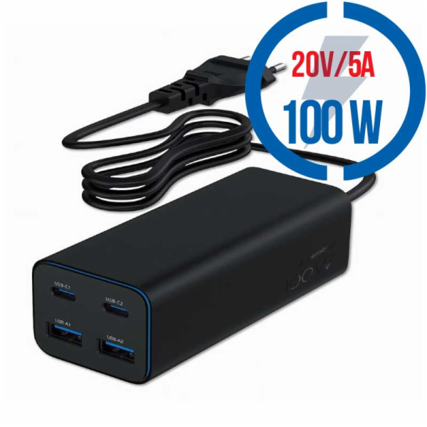 GAMBIRD GaN, 2xType C/2xUSB, Nabíjačka 100W