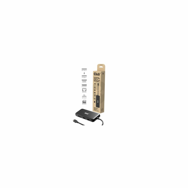 Club3D Dokovací stanice 8v1, USB-C 3.2, 1xHDMI, 1xDP, 2xU...