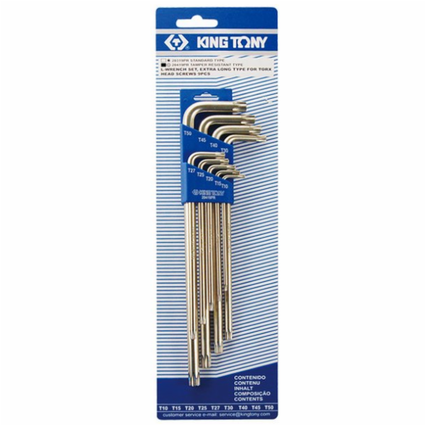King Tony Sada klíčů Torx L T10-T50 s otvorem, 9 kusů (20...