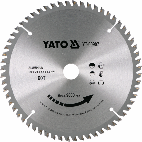 Yato kotoučová pila na hliník 180x52x20mm YT-60907