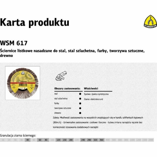 Klingspor lamelový kotouč 125 mm WSM615 gr.240 (K254430)
