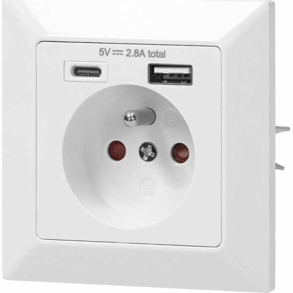 Orno Jednoduchá zásuvka 2P+Z, 2xUSB (OR-AE-13232)