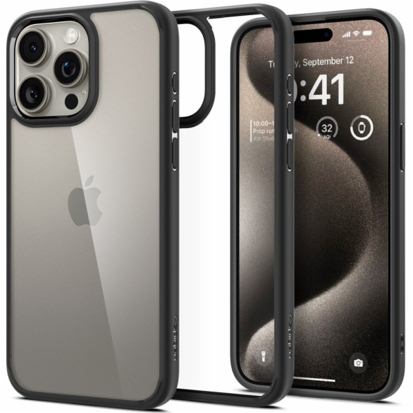 Spigen Crystal Hybrid, matně černá - iPhone 15 Pro Max