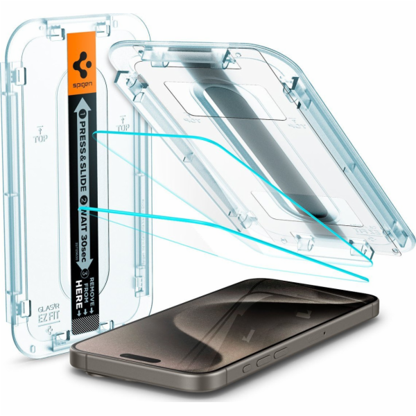 Spigen Tvrzené sklo Glas.TR EZ Fit pro iPhone 15 Pro - 2 ks.