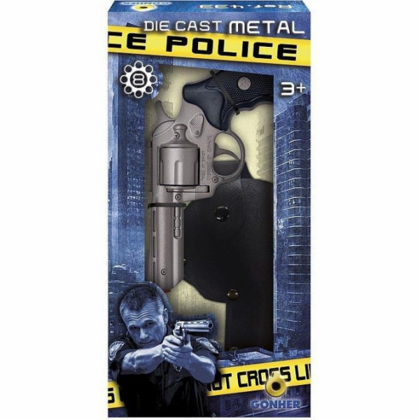 Gonher Kovový policejní revolver s pouzdrem - 239880