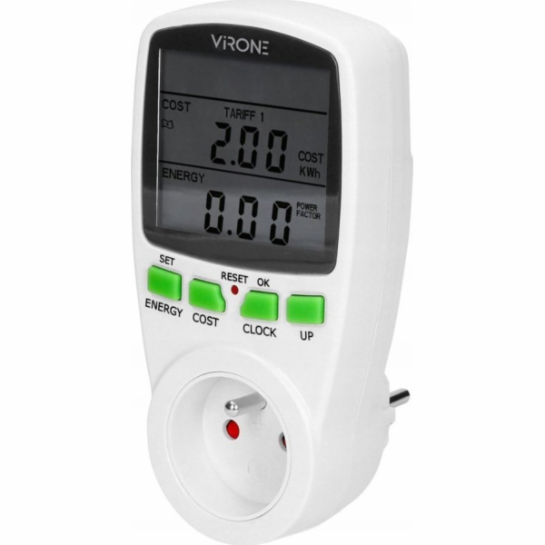 Virone Wattmetr EM-1 16A 3680W dvoutarifní LCD