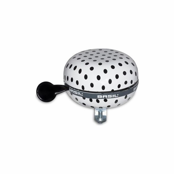 Basil Zvonek na kolo BIG BELL POLKADOT 80 mm bílo-černé p...