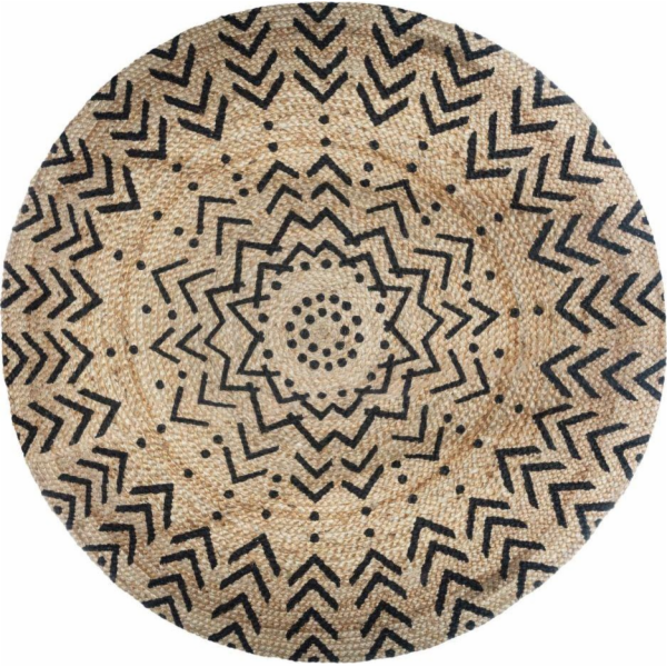Atmosphera Kulatý jutový koberec 120 cm boho vzor 1