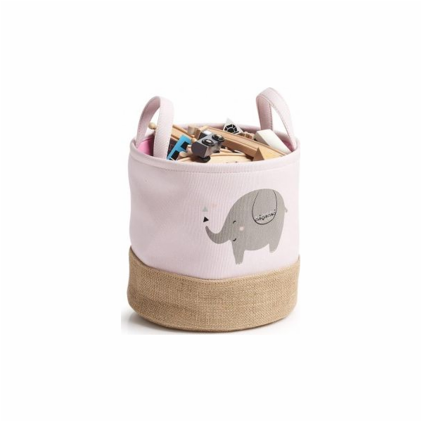 Zeller Úložný koš Elefant, polyester/juta, růžový