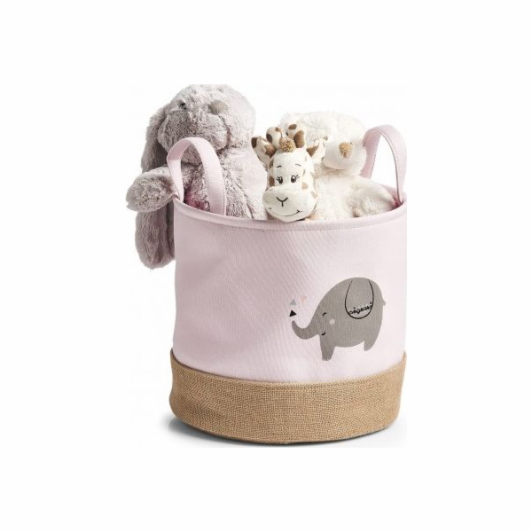 Zeller Úložný koš Elefant, polyester/juta, růžový
