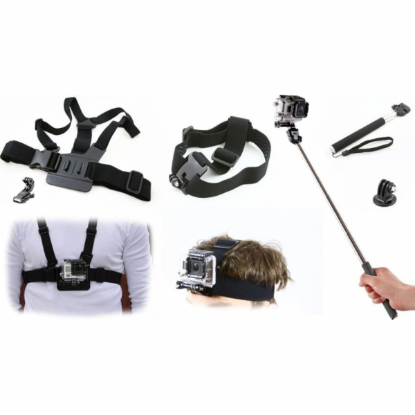 Xrec Set 3v1 MONOPOD / HLAVOVÝ PÁSEK / HRUDNÍ DRŽÁK pro G...