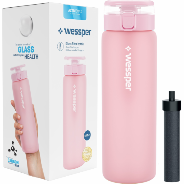 Wessper Skleněná láhev ActiveMax 680ml růžová