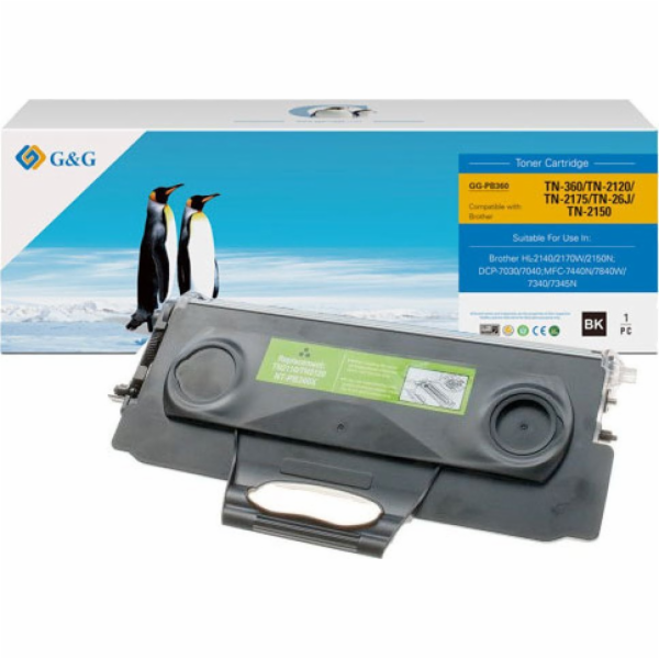 G&G Toner kompatibilní s Brother TN2120, NT-PB360, černý,...