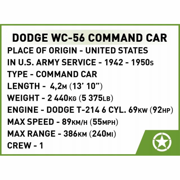 Cobi Klocki Cobi Blocks Dodge WC-56 Velitelské auto