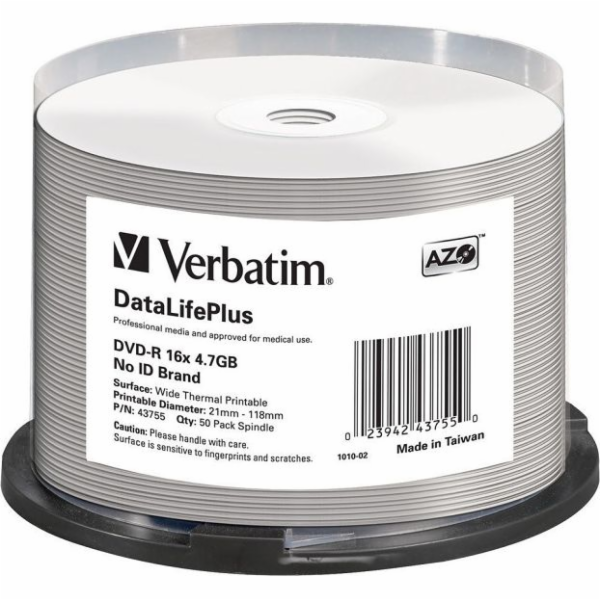 Verbatim DVD-R 4,7 GB 16x 50 ks (VERDVD44976)