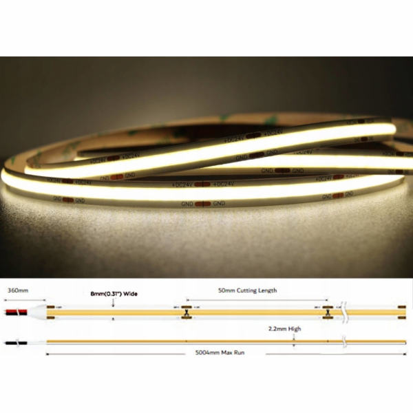 MW Lighting LED pásek LED PÁSEK LED-COB-24V/8W-NW/5M - 40...
