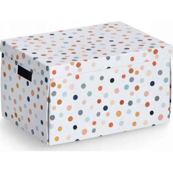 Zeller Kartonová krabice s víkem DOTS, 25 x 35 x 20 cm