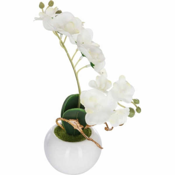 Atmosphera Bílá umělá orchidej v květináči, 25 cm