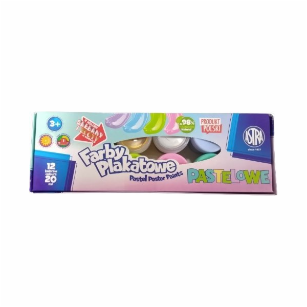 Astra Pastelové barvy na plakáty Astra 12 barev x 20 ml S...