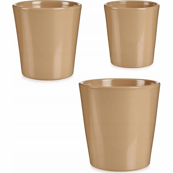 Ibergarden Sada 3 keramických květináčů, béžová