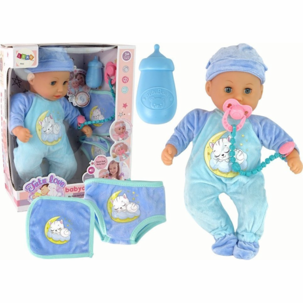 LeanToys Baby Doll Sound Pacifier Bib Blue Pyžamo Kitty