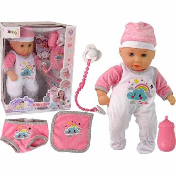 LeanToys Baby Doll Sound Pacifier Bib Růžovo-bílé pyžamo ...